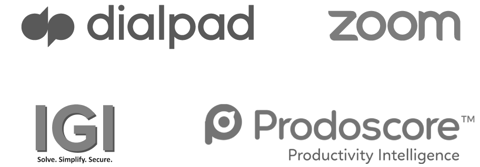 Dialpad ,Zoom, IGI, and Prodoscore logos
